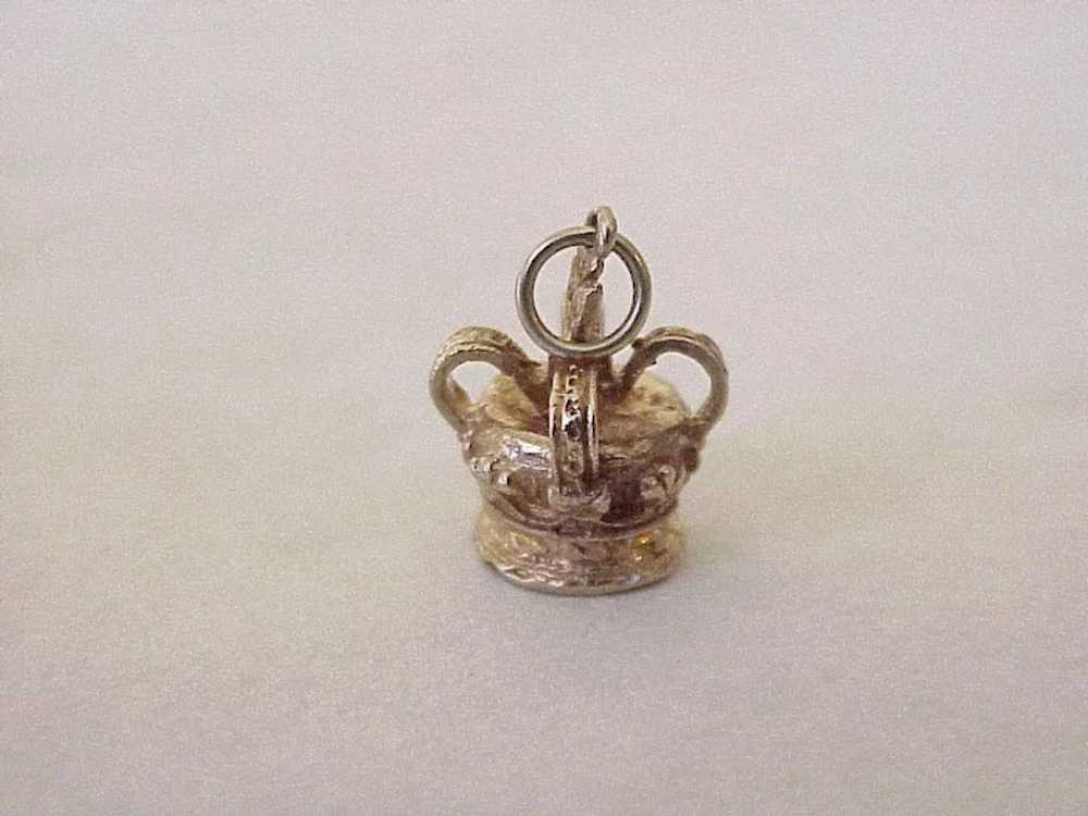 Vintage Royal Crown Charm English 9K Gold Three D… - image 2