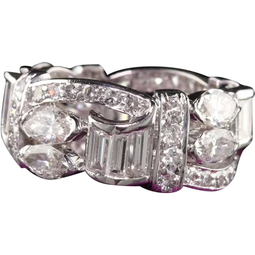 Vintage Retro Platinum Marquise Baguette Single C… - image 1