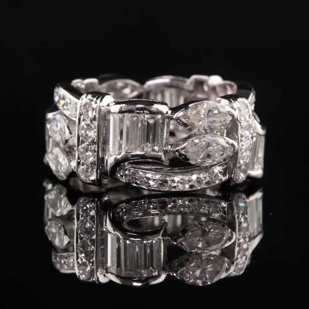 Vintage Retro Platinum Marquise Baguette Single C… - image 3