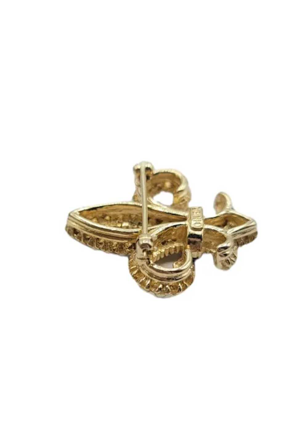 Ciner Goldtone Faux Pearl Fleur De Lis Pin Brooch… - image 6