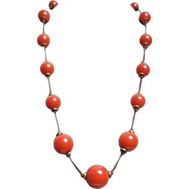 Les Bernard Brick Red Lucite Graduated Knotted Co… - image 1