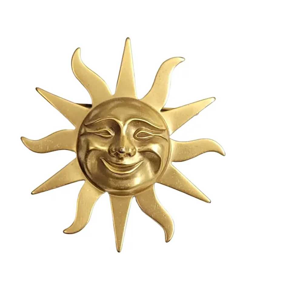 Alva Museum Replicas Gold Tone Aztec-Style Sun Br… - image 2