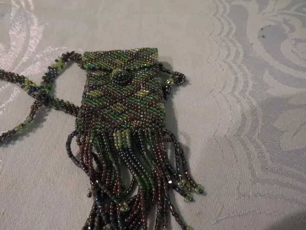Beaded Pouch Necklace with Fringe - Free shipping - image 2