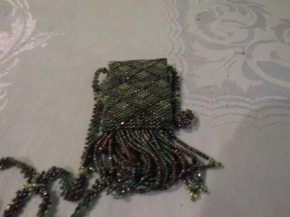 Beaded Pouch Necklace with Fringe - Free shipping - image 4