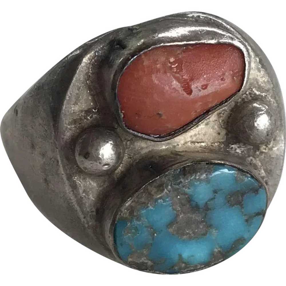 Gents Native American Crafted Vintage Ring Sterli… - image 1