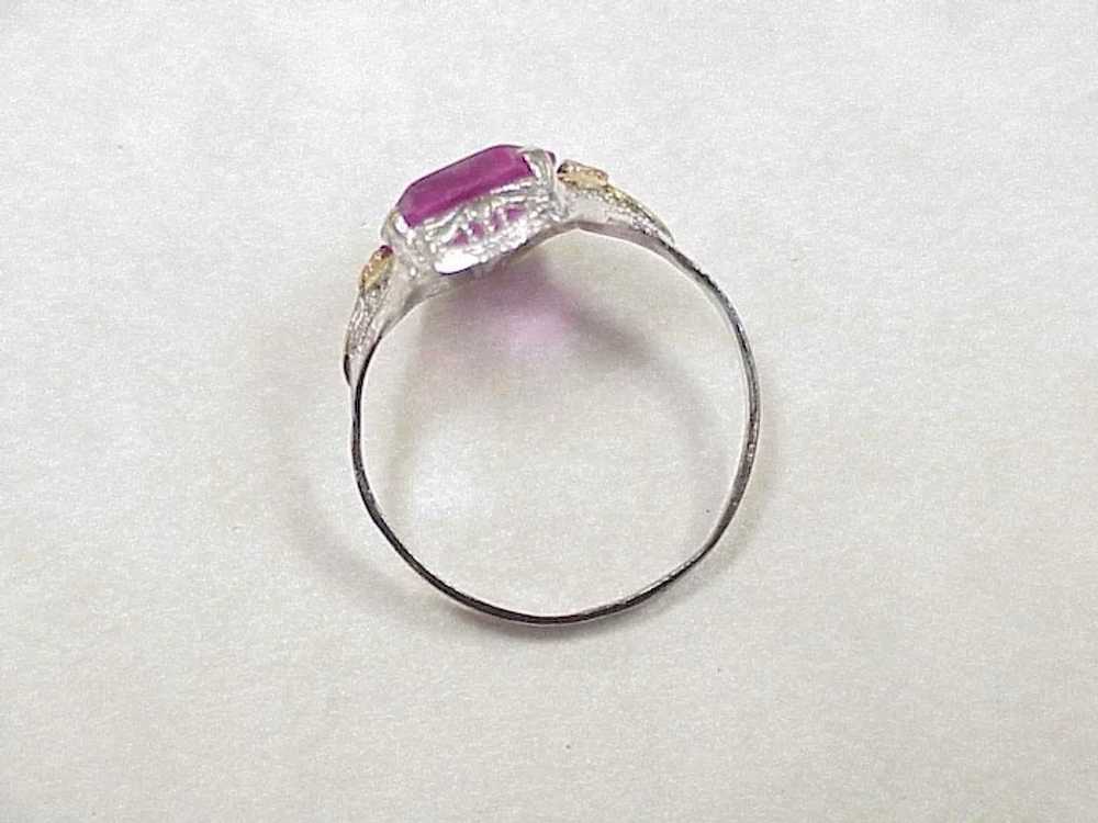 Vintage Tri-Color 10K Gold Ring Faux Pink Tourmal… - image 6