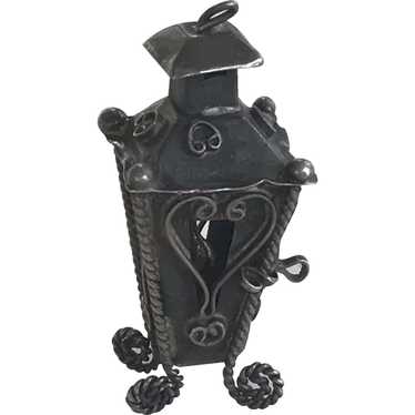 Moving Lantern Vintage Charm Sterling Silver Thre… - image 1