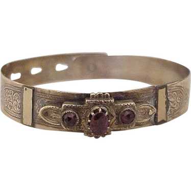 Early Victorian Bangle Bracelet 10K Rose Gold, Ro… - image 1