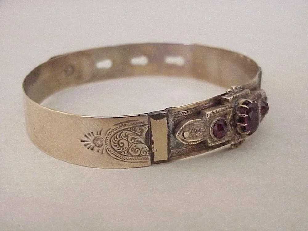 Early Victorian Bangle Bracelet 10K Rose Gold, Ro… - image 3
