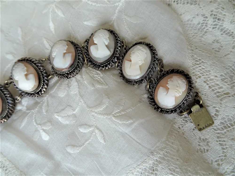 LOVELY Vintage Carved Cameo Bracelet, 8 Classic C… - image 3