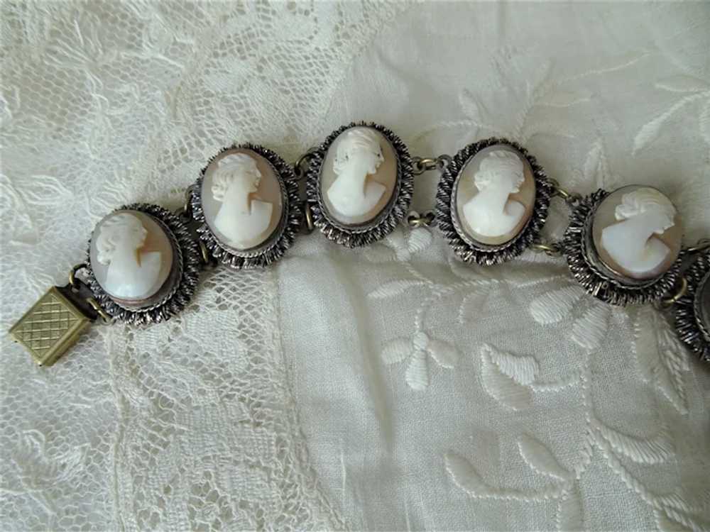 LOVELY Vintage Carved Cameo Bracelet, 8 Classic C… - image 4