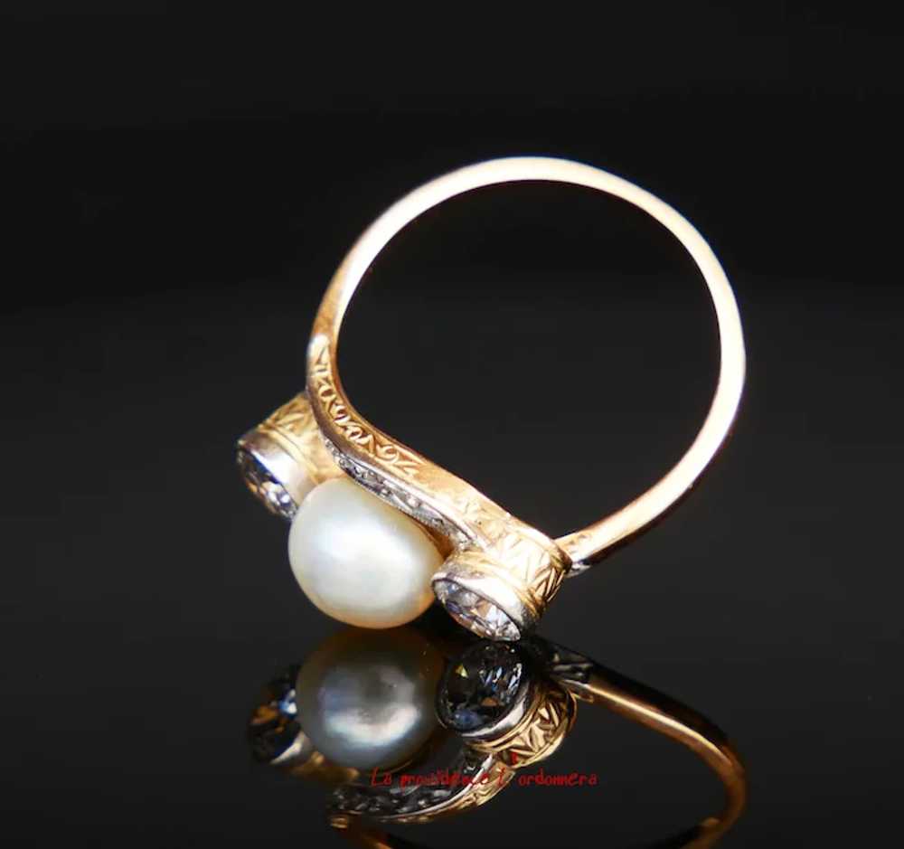 Antique Art Deco Ring Mabe Pearl 1 ctw Diamonds s… - image 4