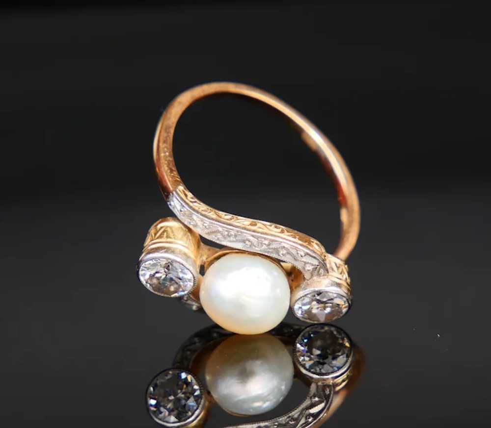 Antique Art Deco Ring Mabe Pearl 1 ctw Diamonds s… - image 5