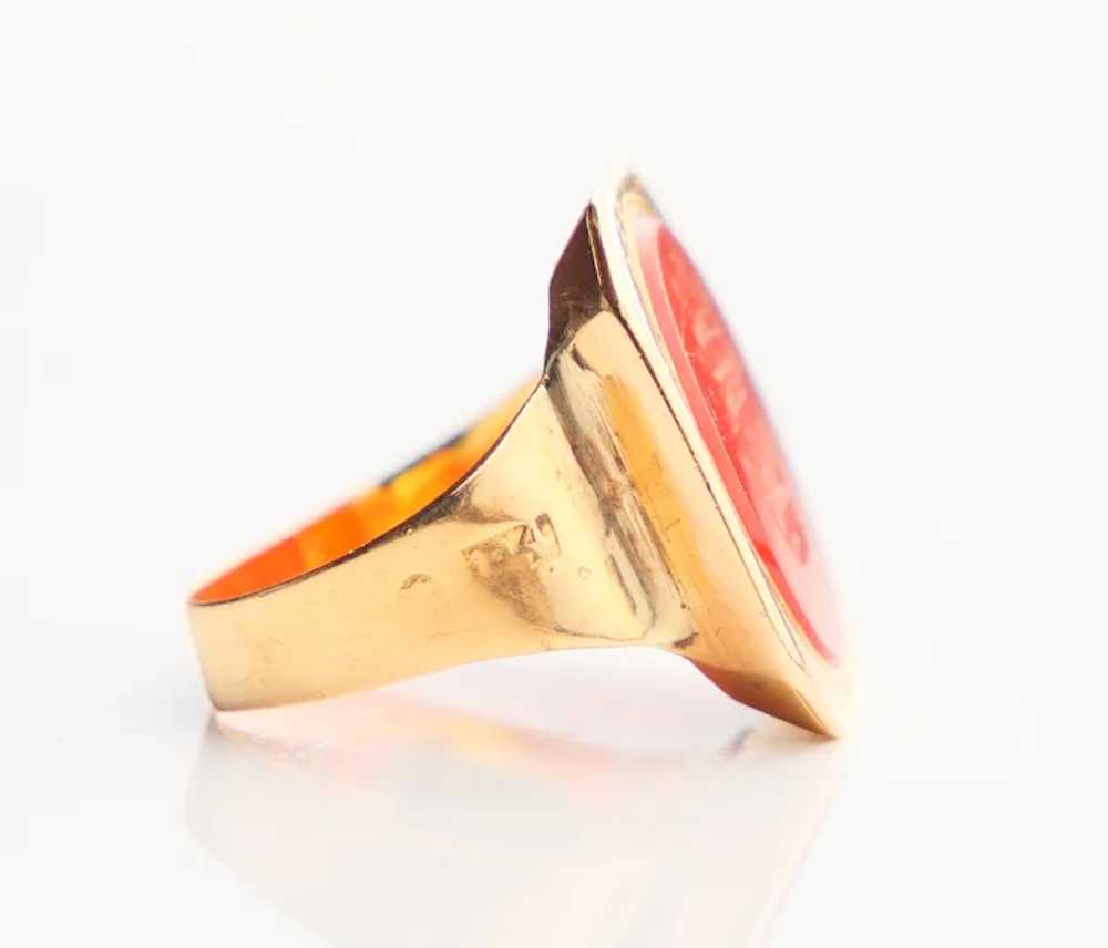 1843 Nordic Men Unisex Signet Ring Carnelian soli… - image 7