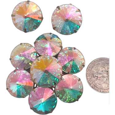 Shimmering Vintage Huge Crystal Iridescent Rivoli… - image 1