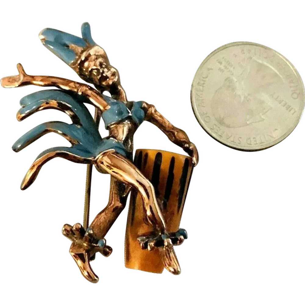 Figural Vintage Enameled Dancer Brooch Bakelite B… - image 1