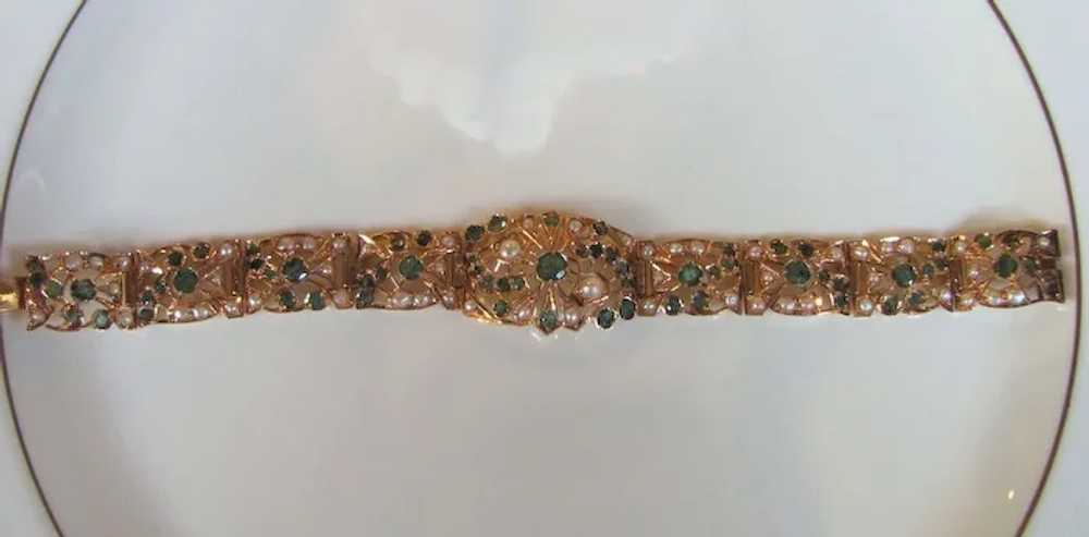 Antique Victorian 18K Emerald & Pearl Necklace & … - image 5