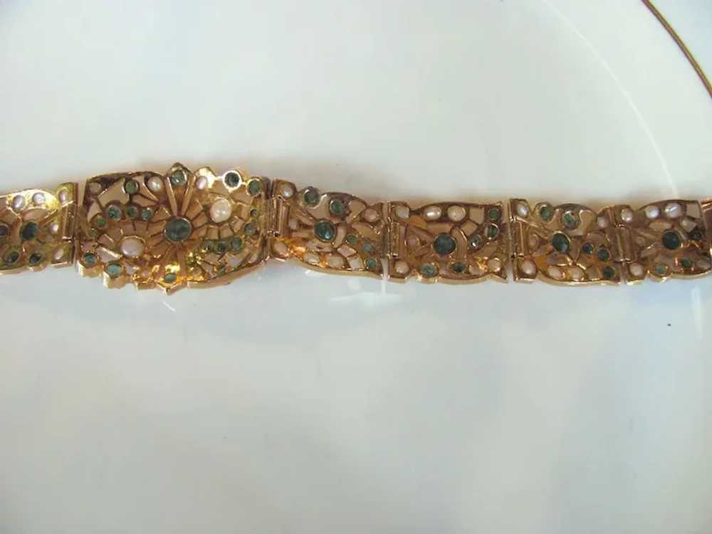 Antique Victorian 18K Emerald & Pearl Necklace & … - image 6