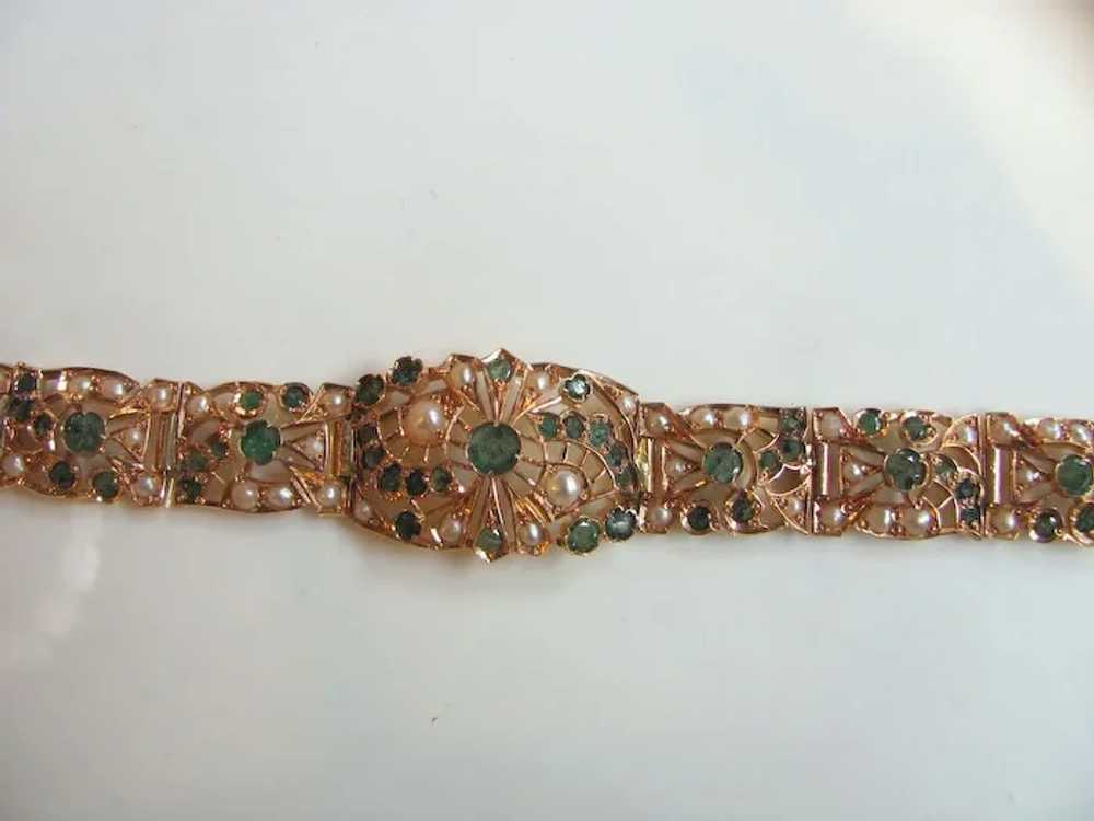 Antique Victorian 18K Emerald & Pearl Necklace & … - image 7