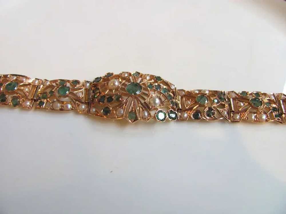 Antique Victorian 18K Emerald & Pearl Necklace & … - image 8