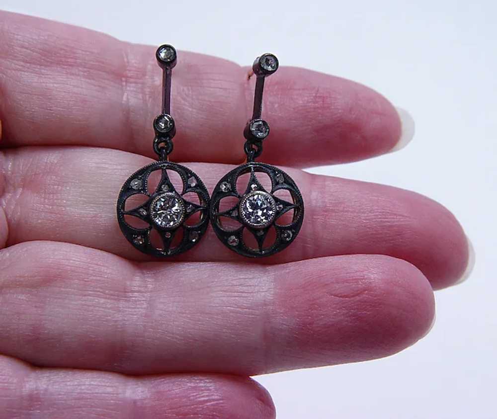 Victorian Old European Rose cut Diamond Earrings … - image 3