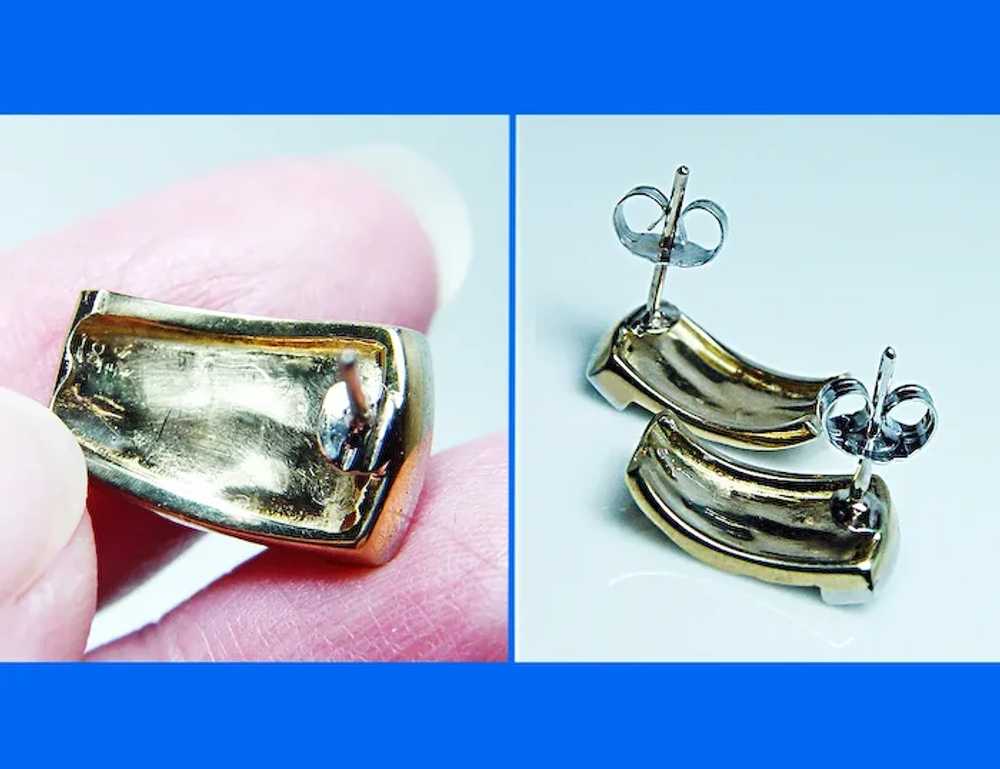 Vintage 18K Gold Diamond Textured Earrings - image 4