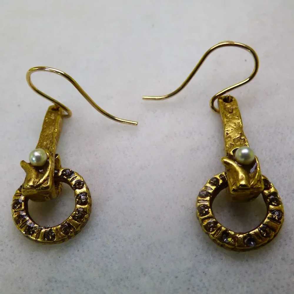 Vintage Earrings 14K Wires Cultured Pearl - image 7