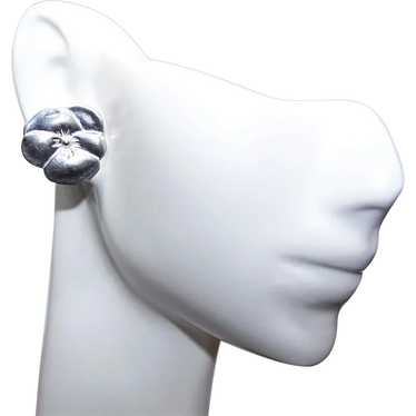 Sterling Silver Pierced Earrings - Pansies | Pans… - image 1