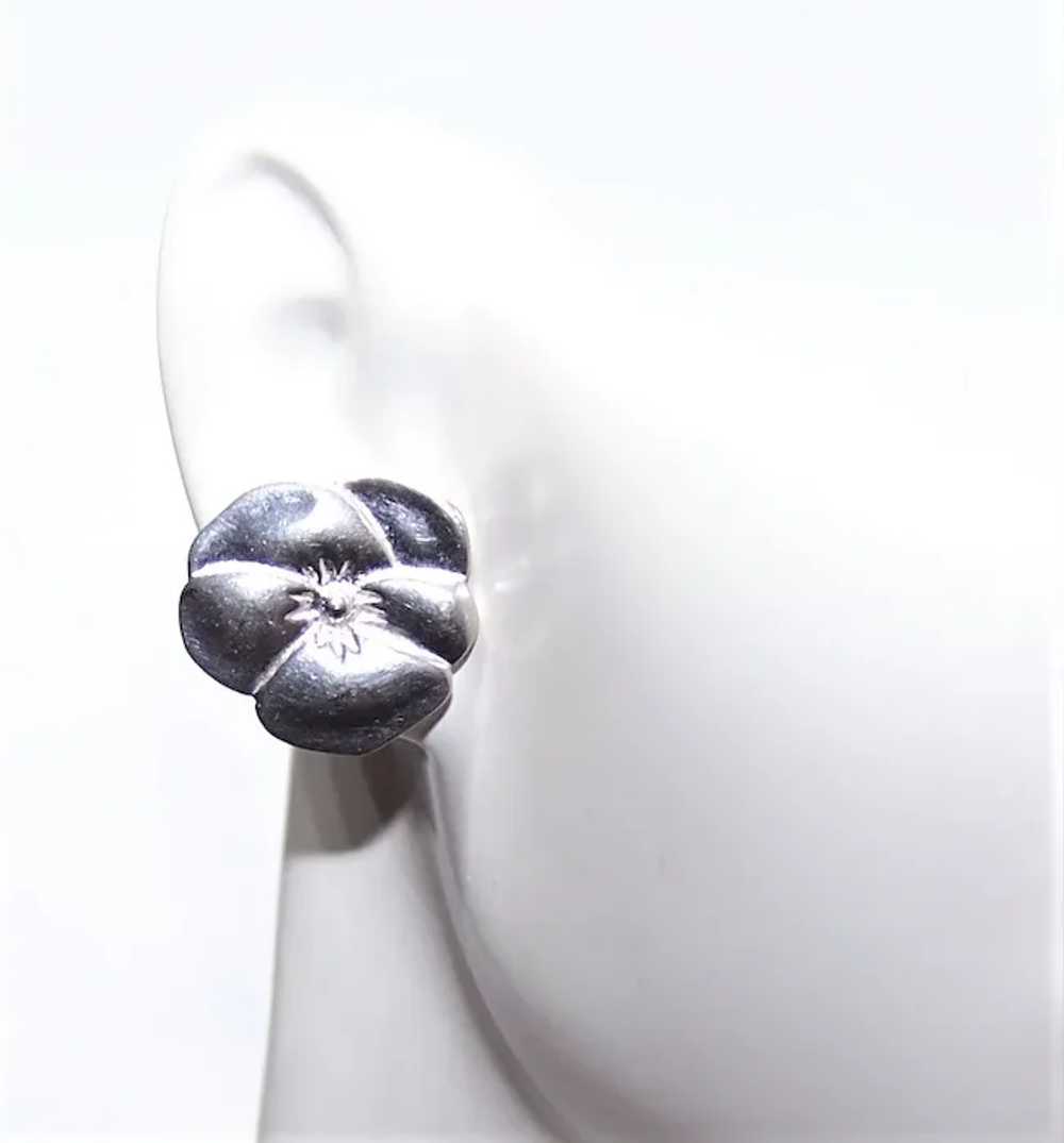 Sterling Silver Pierced Earrings - Pansies | Pans… - image 2