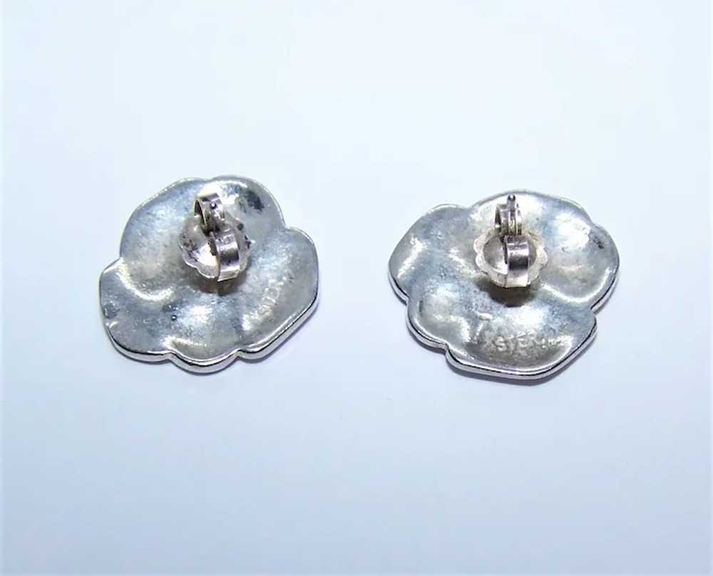 Sterling Silver Pierced Earrings - Pansies | Pans… - image 7
