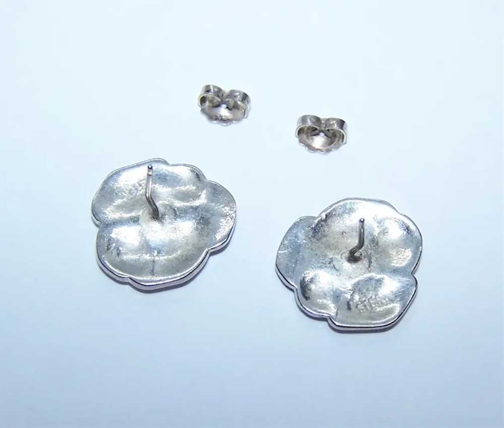 Sterling Silver Pierced Earrings - Pansies | Pans… - image 8