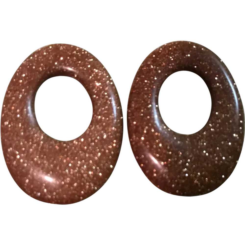 Vintage “Gold Stone” Stone Earring/Hoop Enhancers - image 1