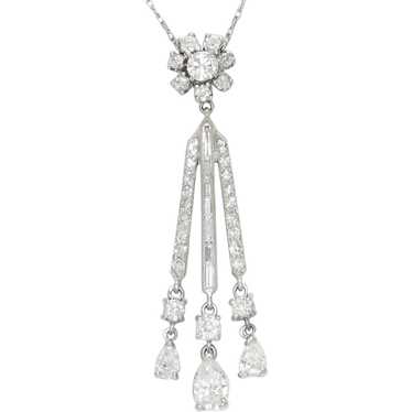 Vintage Diamond Chandelier Platinum Pendant & 14K… - image 1