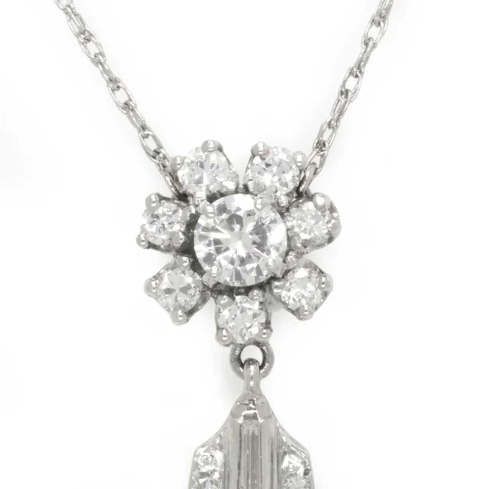 Vintage Diamond Chandelier Platinum Pendant & 14K… - image 3