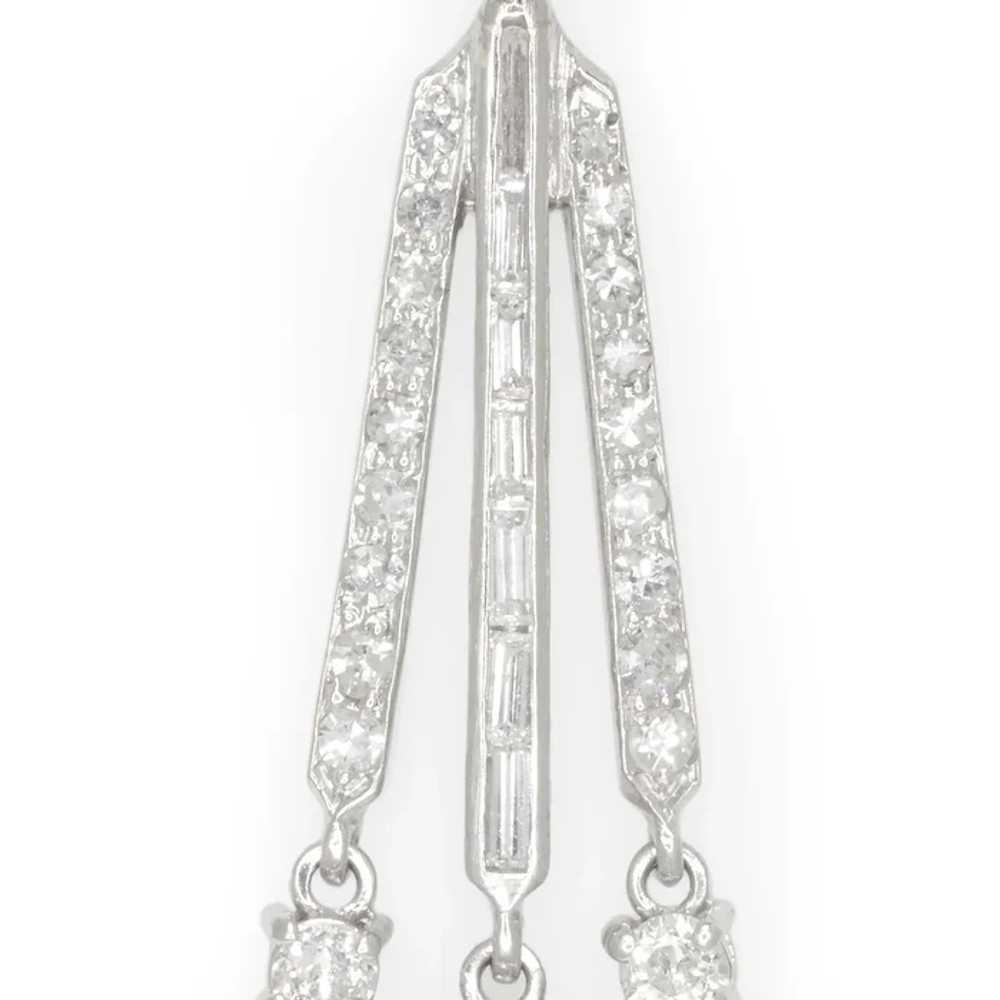 Vintage Diamond Chandelier Platinum Pendant & 14K… - image 4