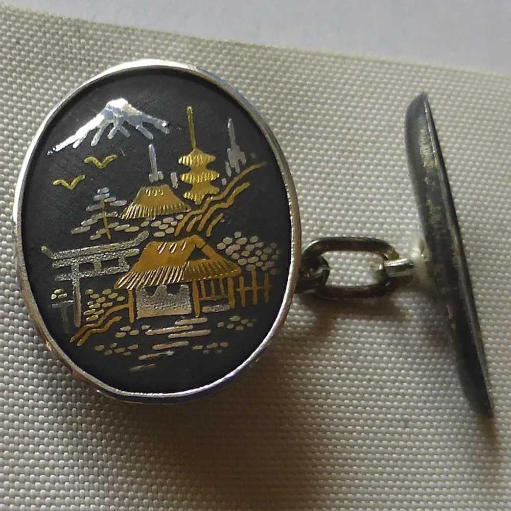 Sterling Scenic Japanese Damascene Cufflinks - image 2