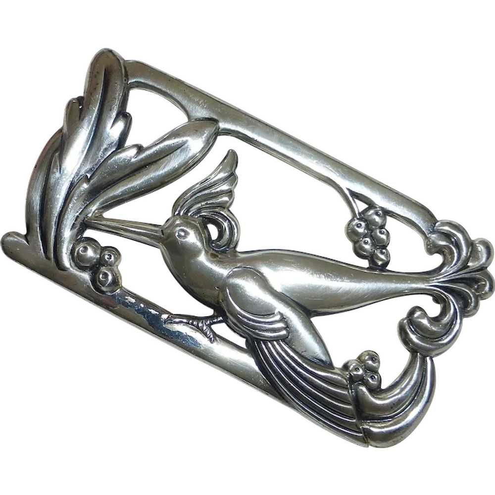 Coro Norseland Sterling Repousse Humming Bird Pin - image 1