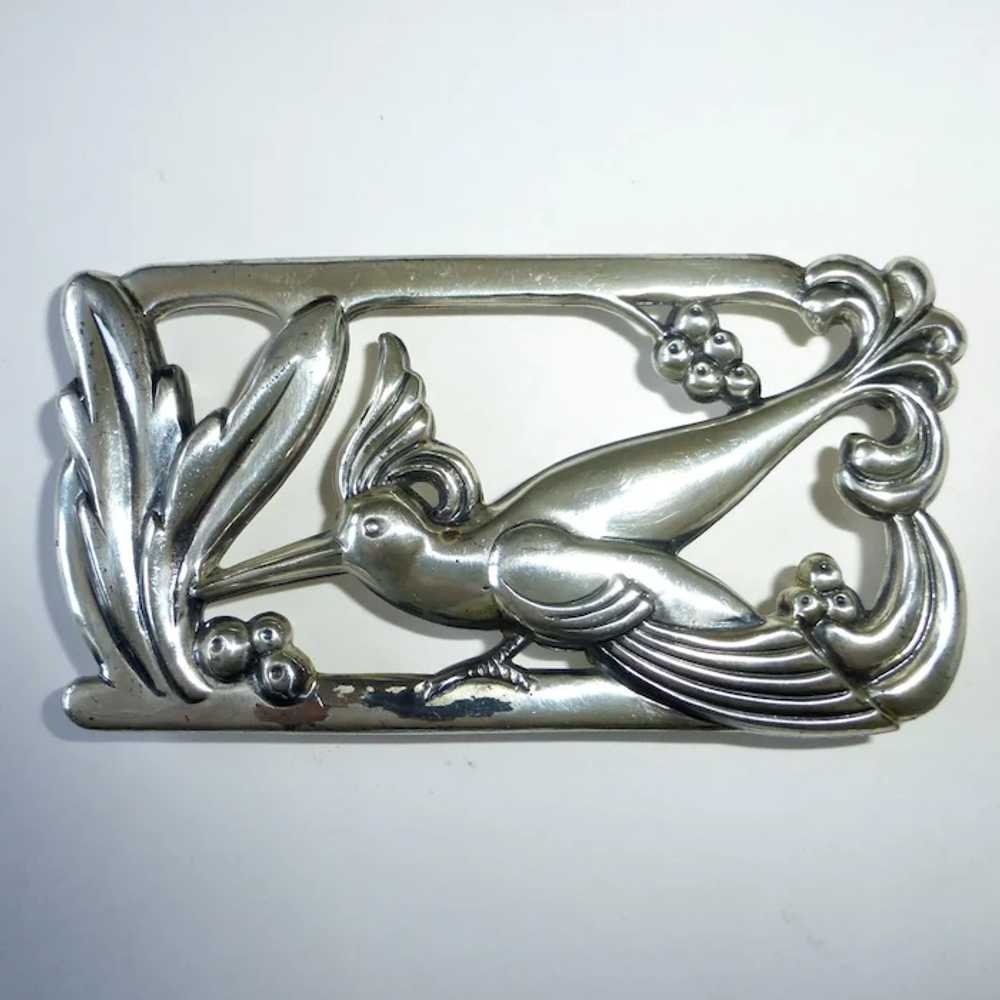 Coro Norseland Sterling Repousse Humming Bird Pin - image 2