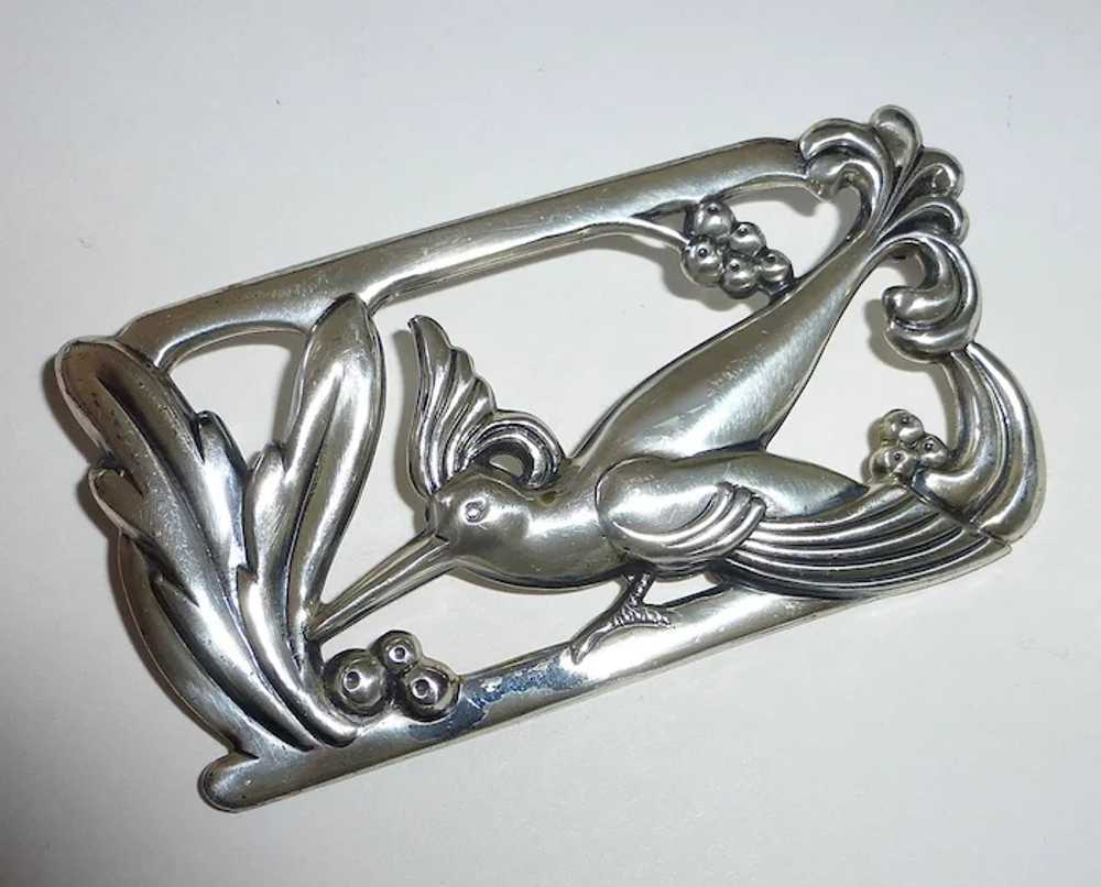 Coro Norseland Sterling Repousse Humming Bird Pin - image 3