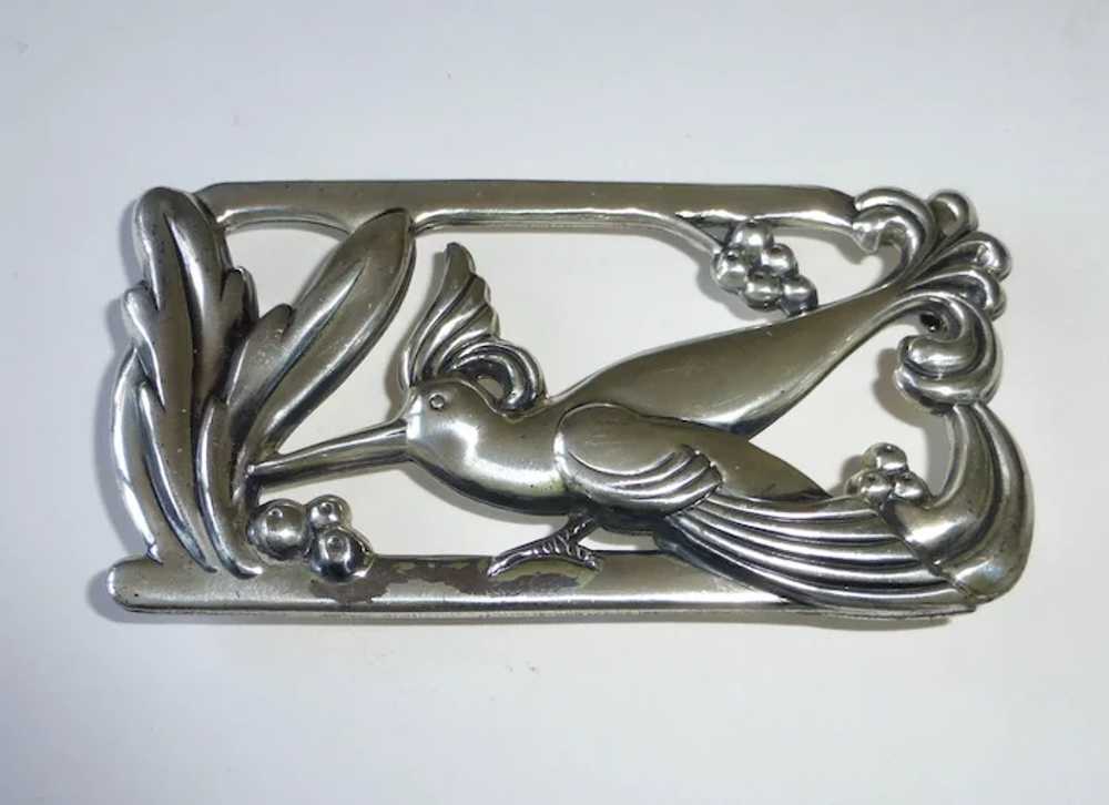 Coro Norseland Sterling Repousse Humming Bird Pin - image 4