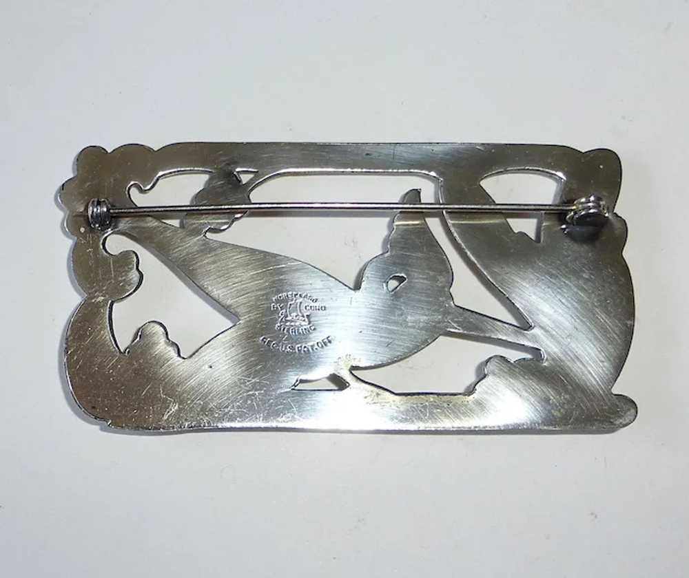 Coro Norseland Sterling Repousse Humming Bird Pin - image 5