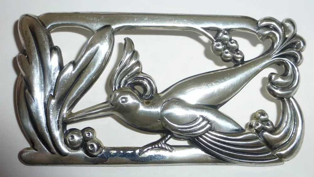 Coro Norseland Sterling Repousse Humming Bird Pin - image 7