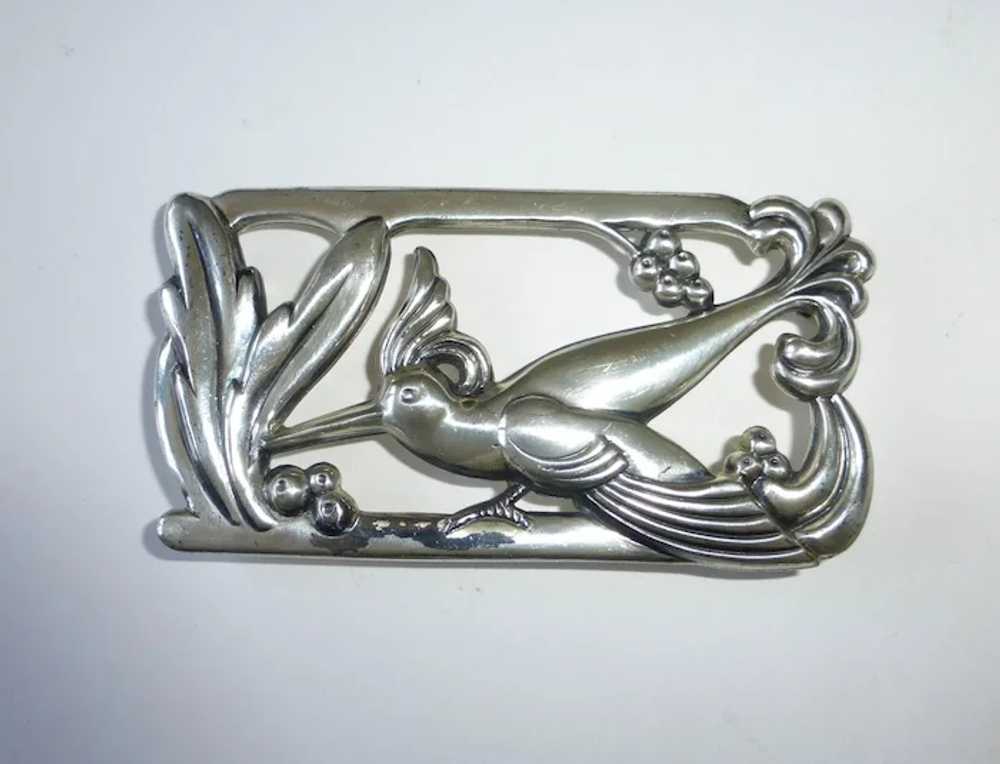 Coro Norseland Sterling Repousse Humming Bird Pin - image 8