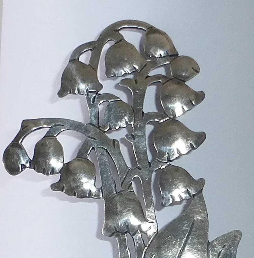 Arts & Crafts Sterling Lily of the Valley Brooch - image 3