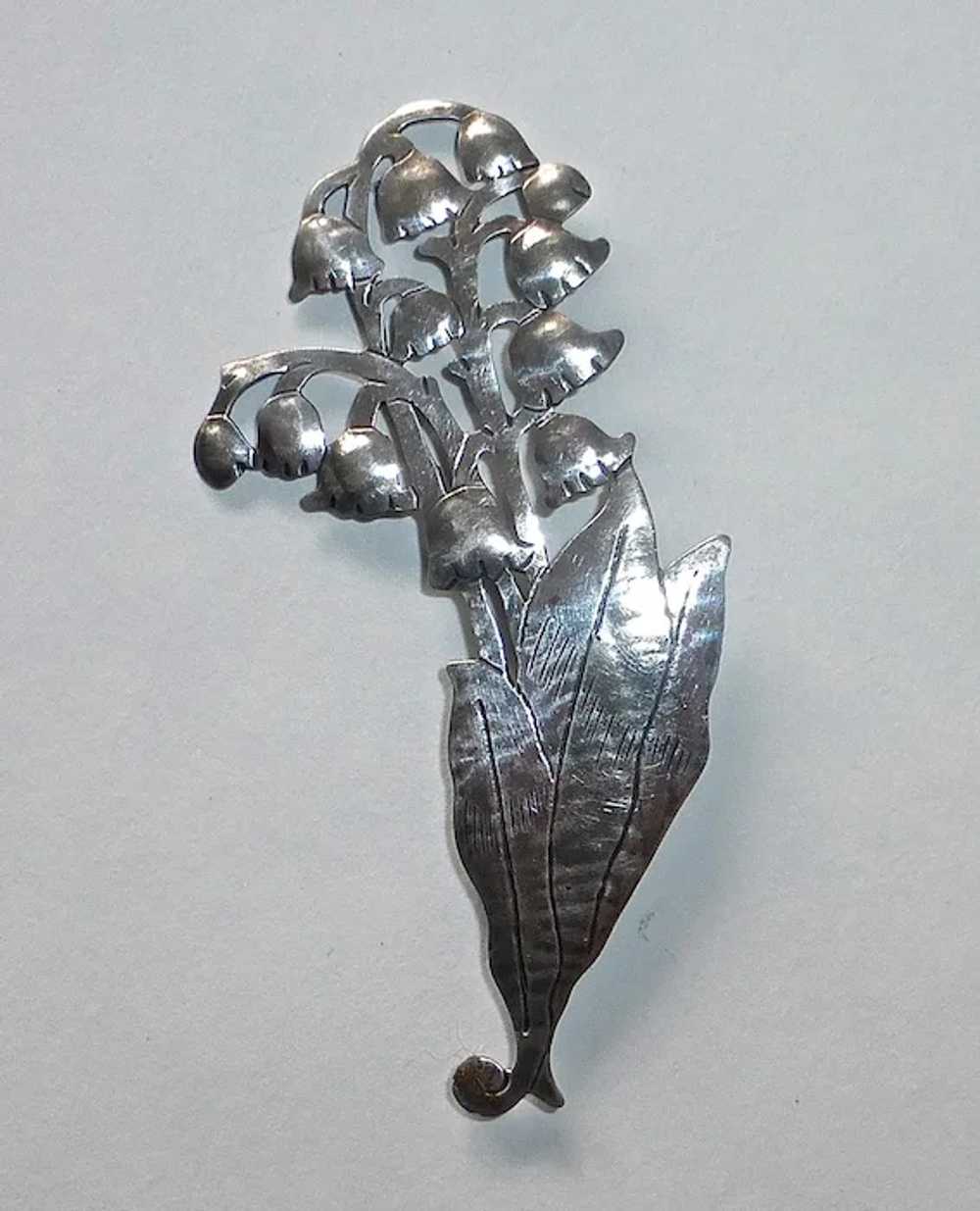 Arts & Crafts Sterling Lily of the Valley Brooch - image 9