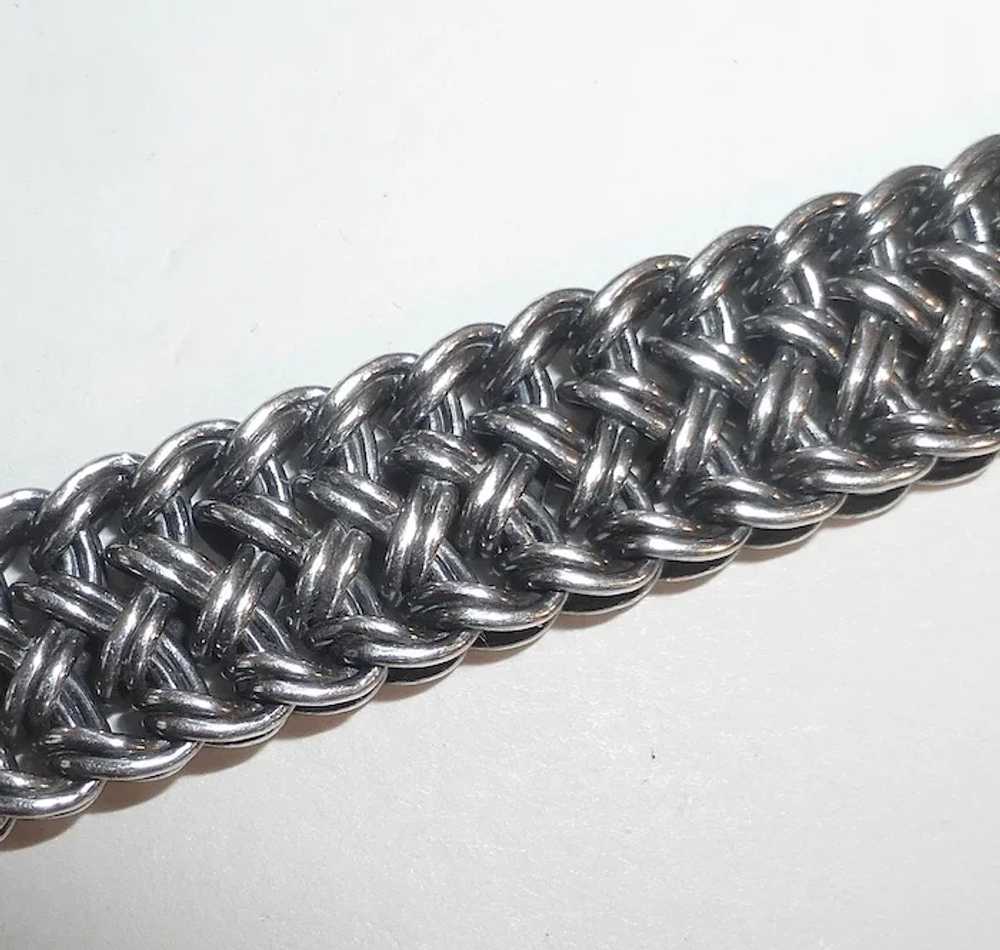 Heavy Woven Chain Bracelet w Decorative Box Clasp - image 4