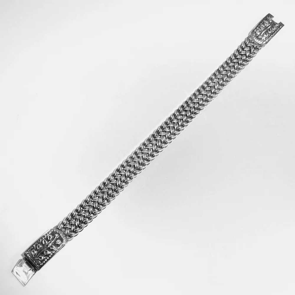 Heavy Woven Chain Bracelet w Decorative Box Clasp - image 5
