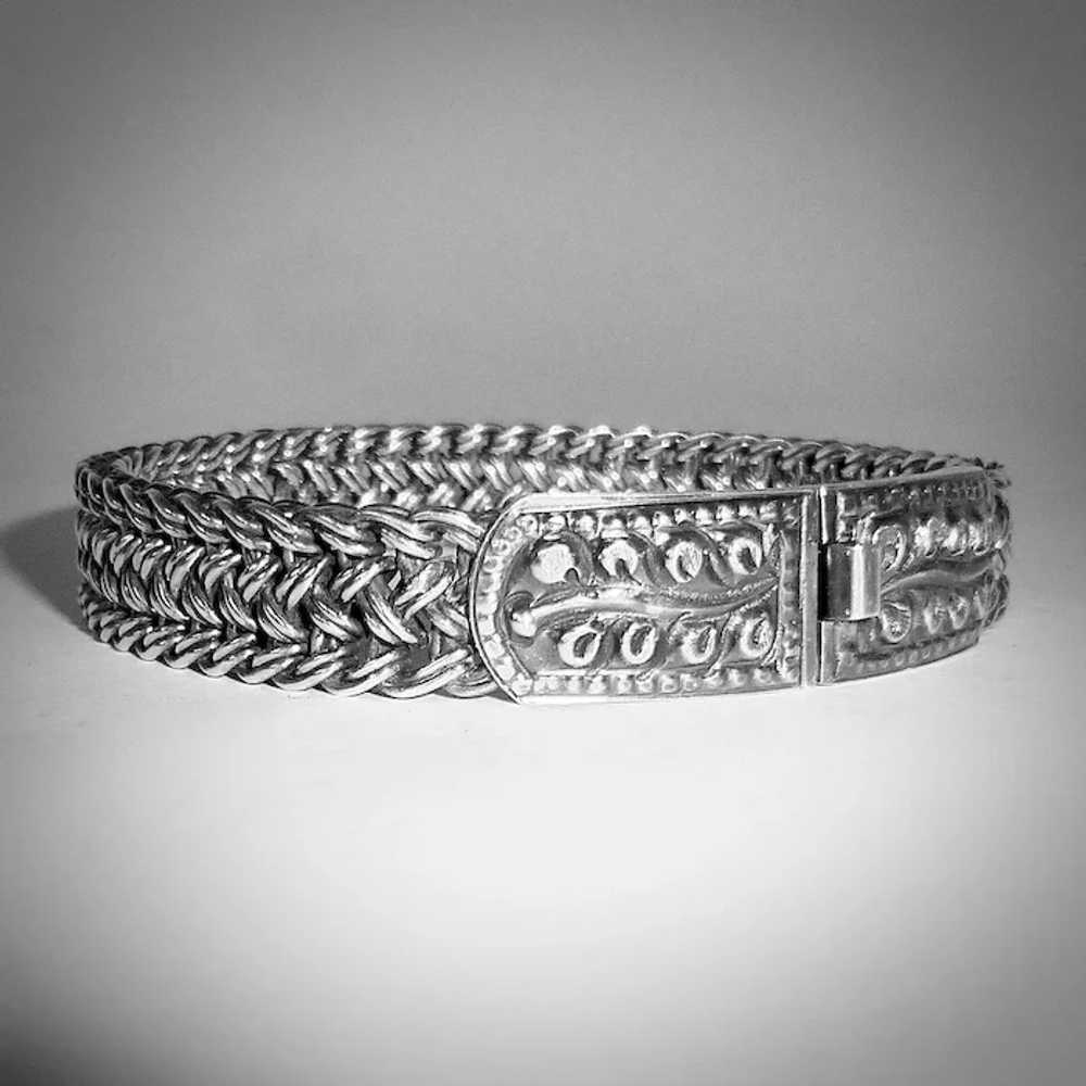 Heavy Woven Chain Bracelet w Decorative Box Clasp - image 8