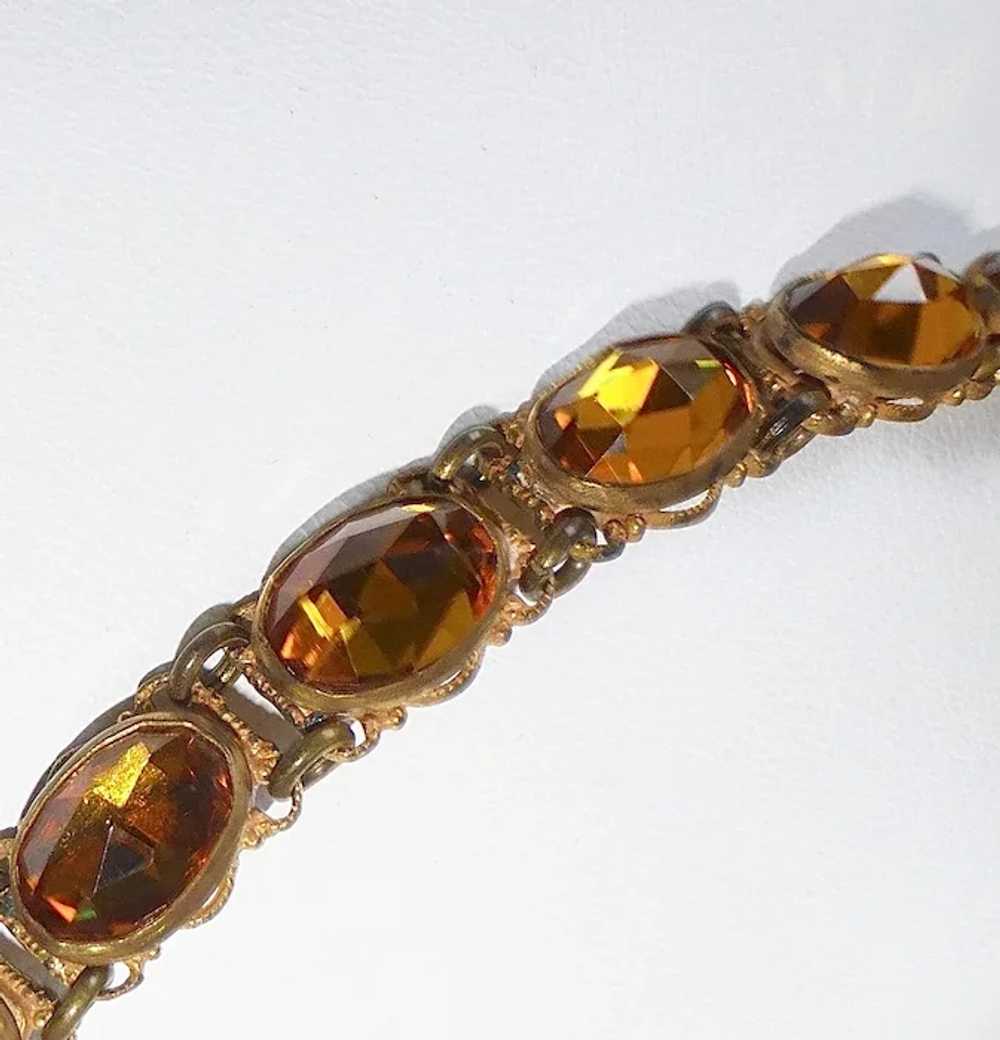 Art Deco Amber Vauxhall Glass Jewel Dog Collar Ne… - image 4