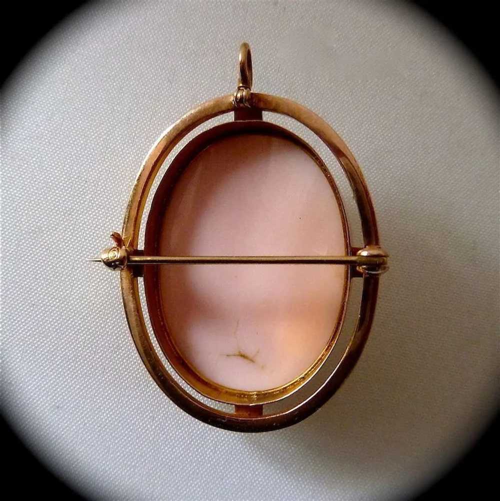 Antique 10k Rosalyn Shell Cameo Pin/ Pendant - image 5